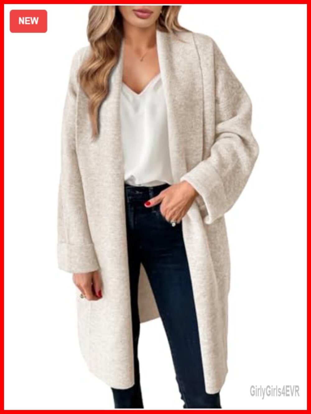 Chunky Knit Open Front Long Cardigan Oversized Slouchy Coatigan